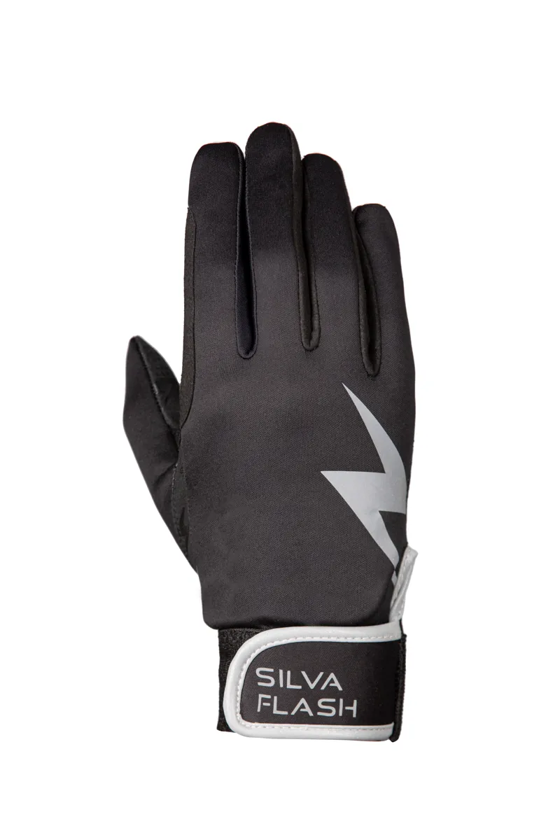 Hy Equestrian Silva Flash Riding Gloves - Black/Silver/Reflective-1